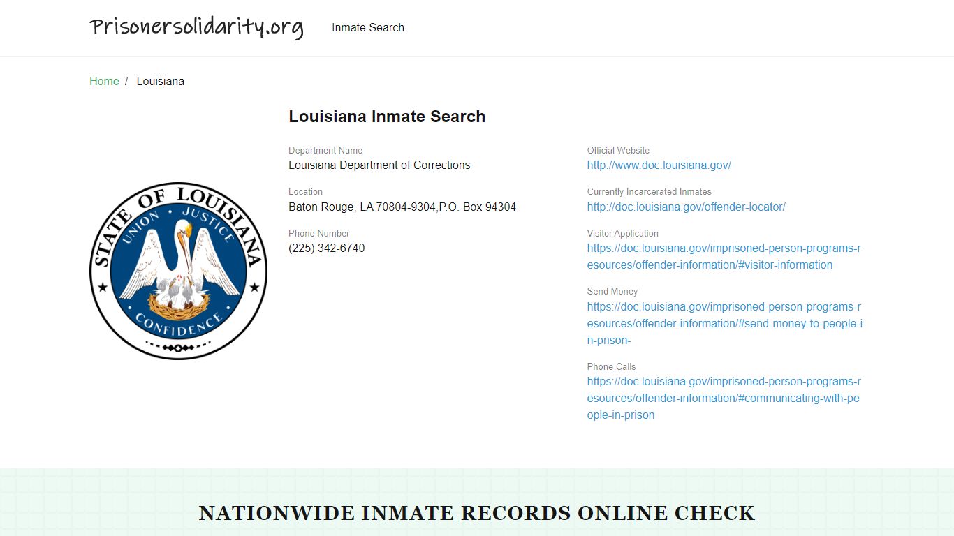 Louisiana Inmate Search – Louisiana Department of Corrections Offender ...